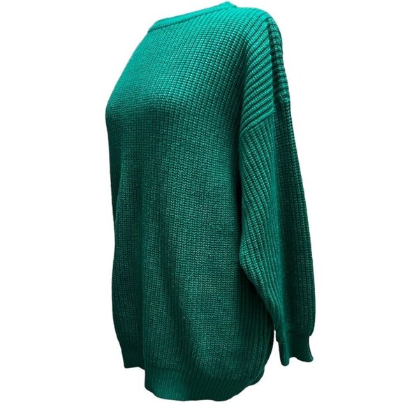 VTG Y2K Venezia Vitale Sweater Size Large Green Knit Chunky Thick Knit Long - Picture 4 of 12